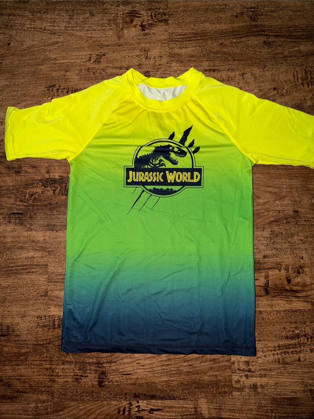 Jurassic World Gradient Swim Shirt - Neon Yellow to Blue size medium